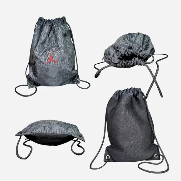 Jordan Jump Man Black Pattern Padded Drawstring Gym Bag